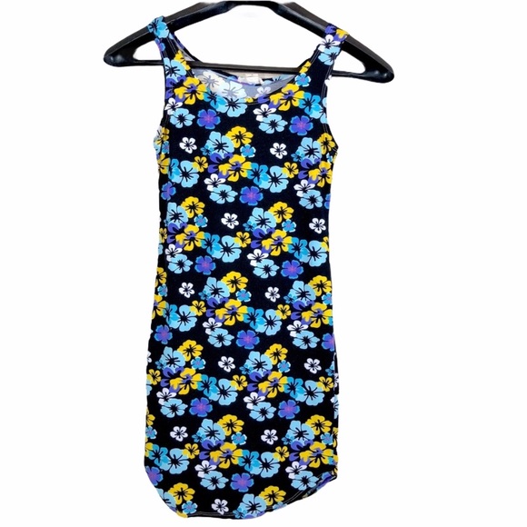 Black Floral Sleeveless Tank Mini Dress Small - Picture 1 of 3